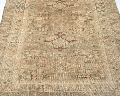 10 Ft Vintage Brown Persian Style Hand Knotted Low Pile Wool Runner Rug